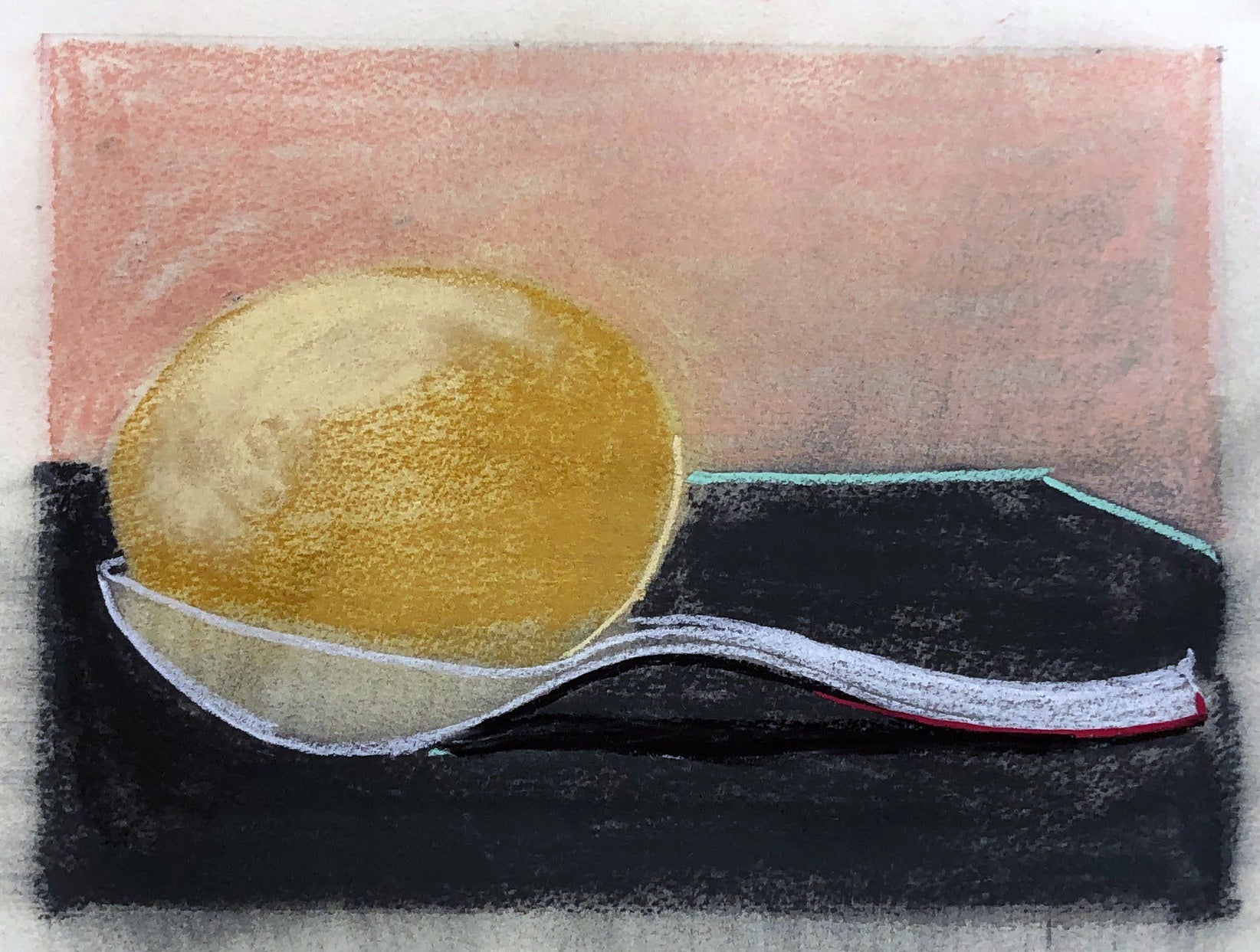 Peter Ashton Jones 'The Egg and Spoon', 2021 Pastel, conte, charcoal on paper 21x30cm