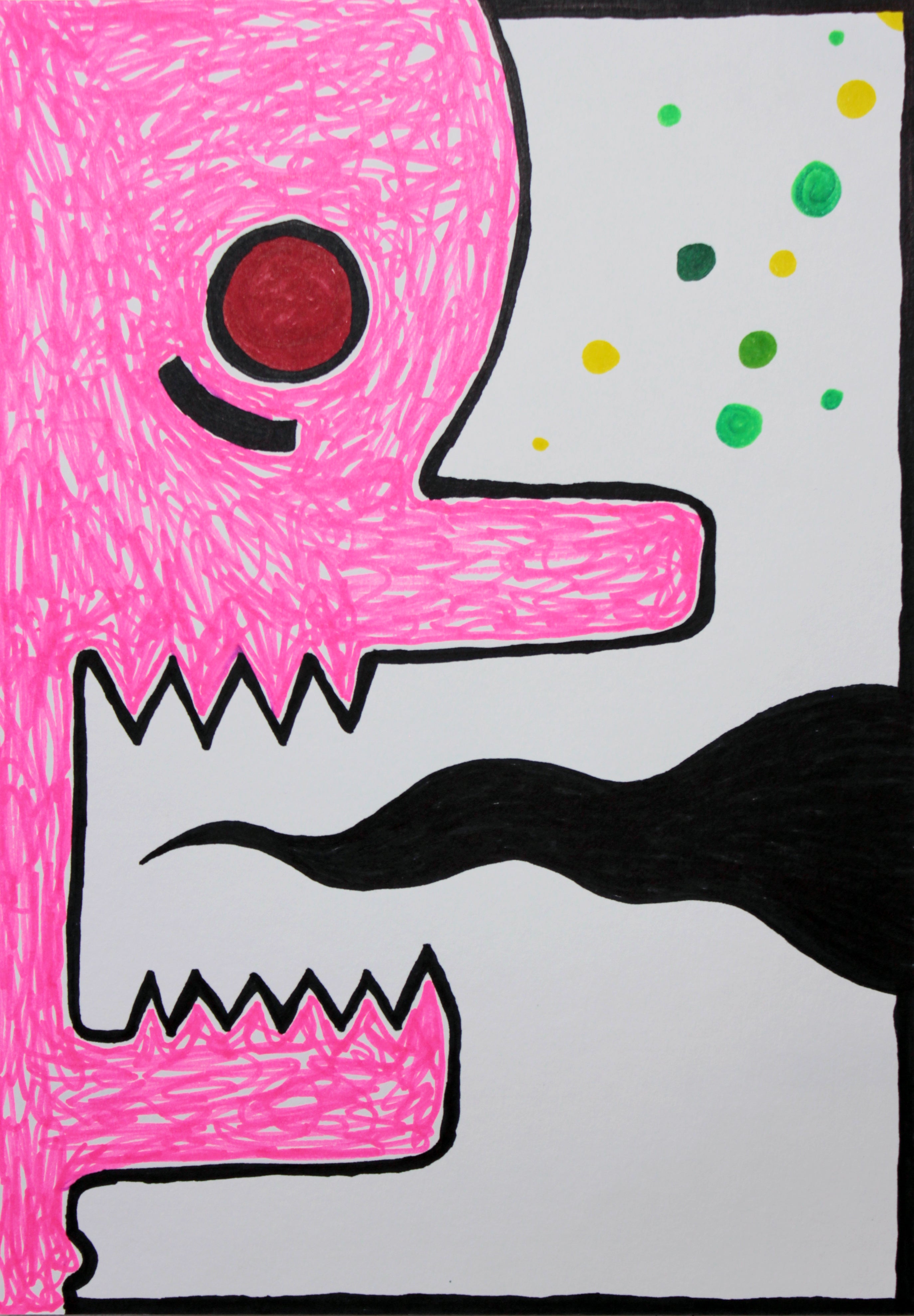 Alex Gene Morrison 'Pink Head Black Ecto', 2016 Felt pen on paper 29.7x21cm