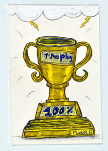 Michael Scoggins 'COVID19/BLM DRAWING #31 (Trophy)', 2021 Graphite and coloured pencil on paper 28x18cm
