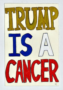 Michael Scoggins 'COVID19/BLM DRAWING #33 (Trump Is Cancer)', 2021 Graphite and coloured pencil on paper 28x18cm