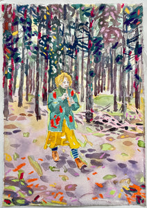 Dominic Shepherd 'The Piper Calls the Tune', 2021 Watercolour, oil, soft pastel on paper 30x21cm