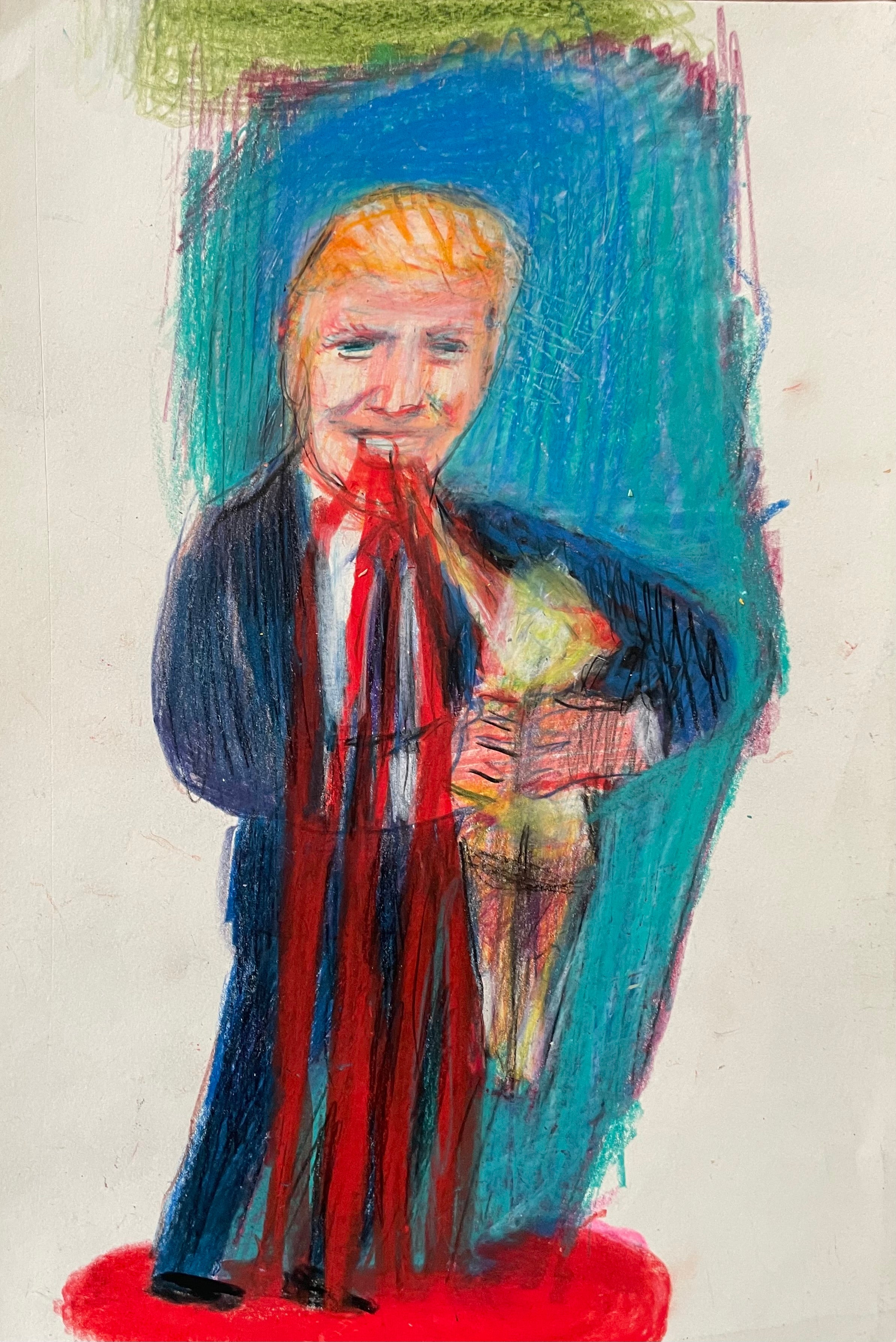 Matthew Collings 'Goya paints a monster', 2025 Coloured pencil on paper 29.7x21cm (11.7x8.3 in)
