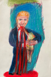 Matthew Collings 'Goya paints a monster', 2025 Coloured pencil on paper 29.7x21cm (11.7x8.3 in)