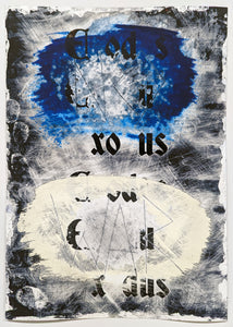 Zavier Ellis 'Exodus (No War) III', 2024 Acrylic, emulsion, ink on gloss paper 29.7x21cm