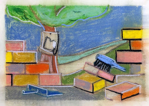 Peter Ashton Jones 'The Dustpan and Brush', 2021 Pastel, conte, charcoal on paper 21x30cm
