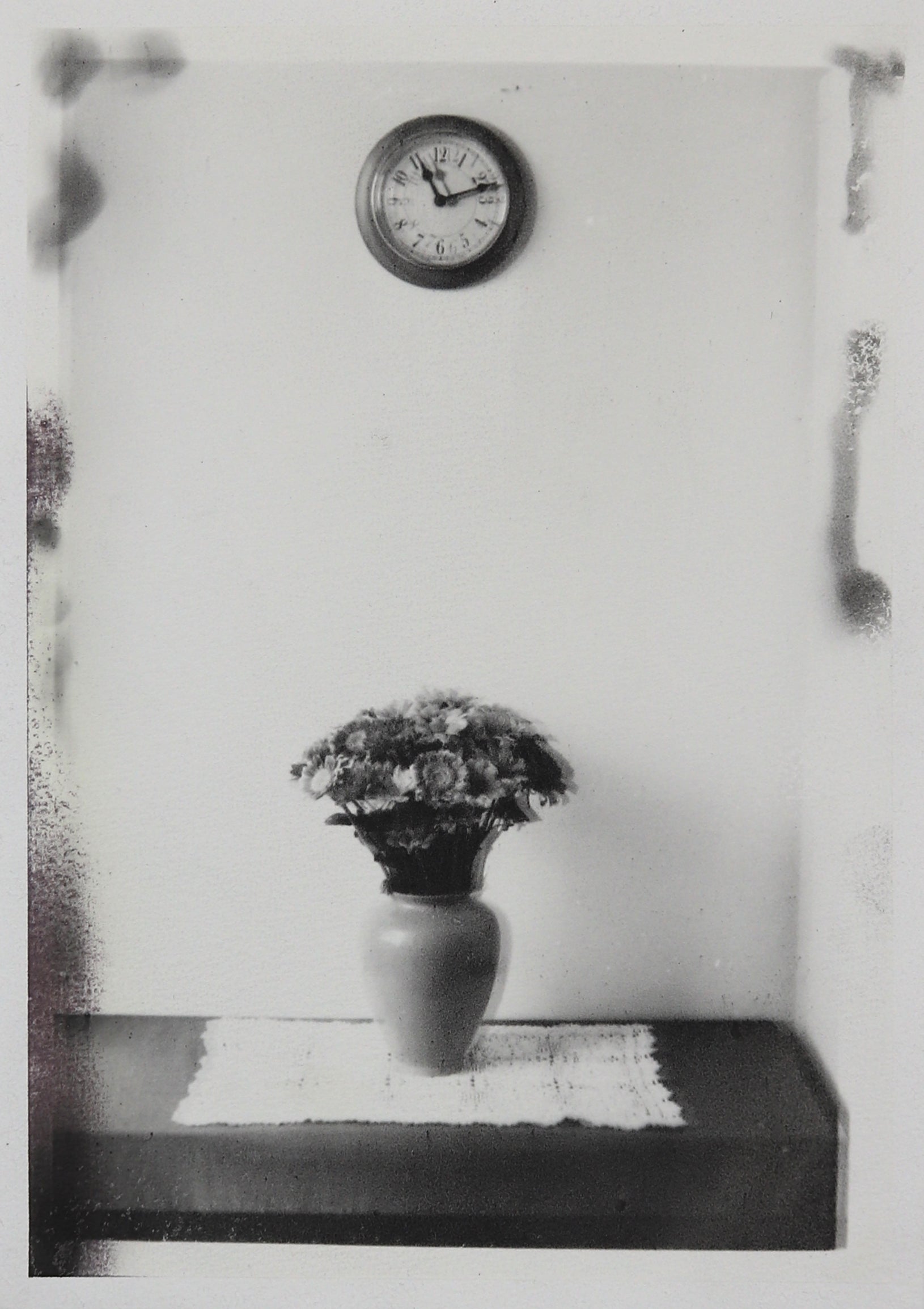 Michael Boffey 'Double exposure, Still Life With Clock', 2020 Silver gelatin print on watercolour paper 29.7x21cm