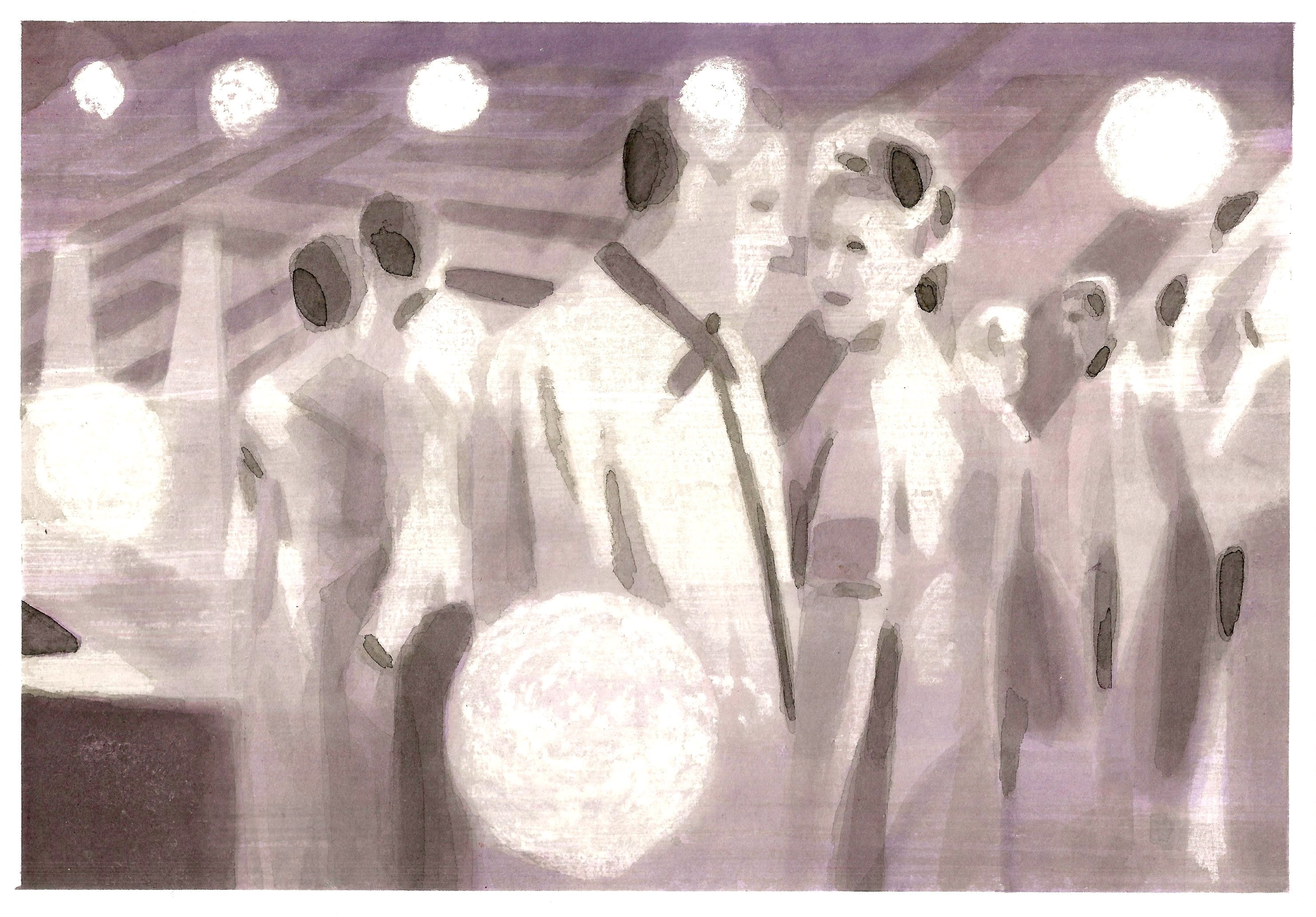 Adam Dix 'Face to Face', 2020 Ink on Langton hot press paper 18x25cm