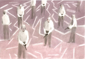 Adam Dix 'Ley Lines', 2021 Ink & wax resist on Langton hot press paper 18x25cm