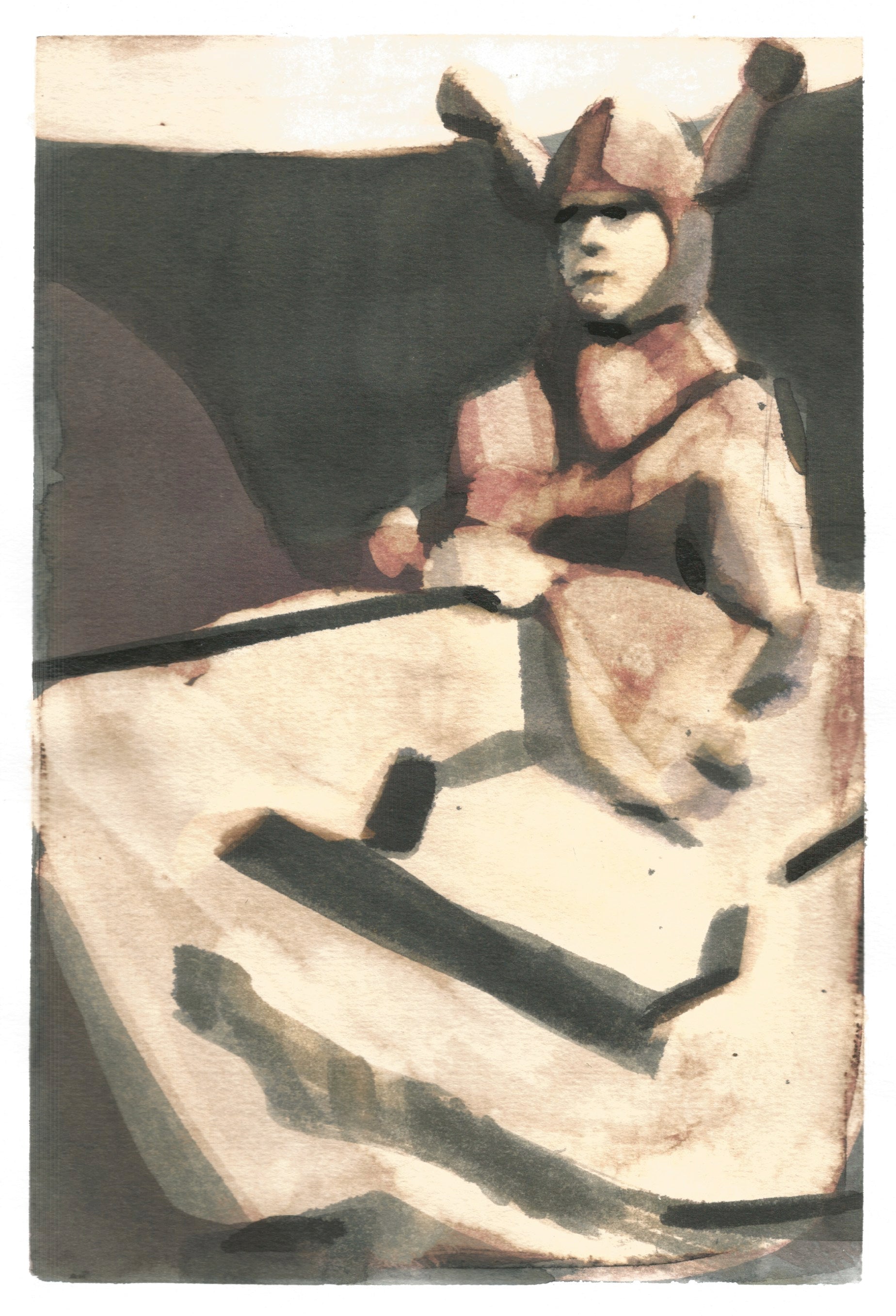 Adam Dix 'Lone Rider', 2021 Ink & wax resist on Langton hot press paper 25x18cm