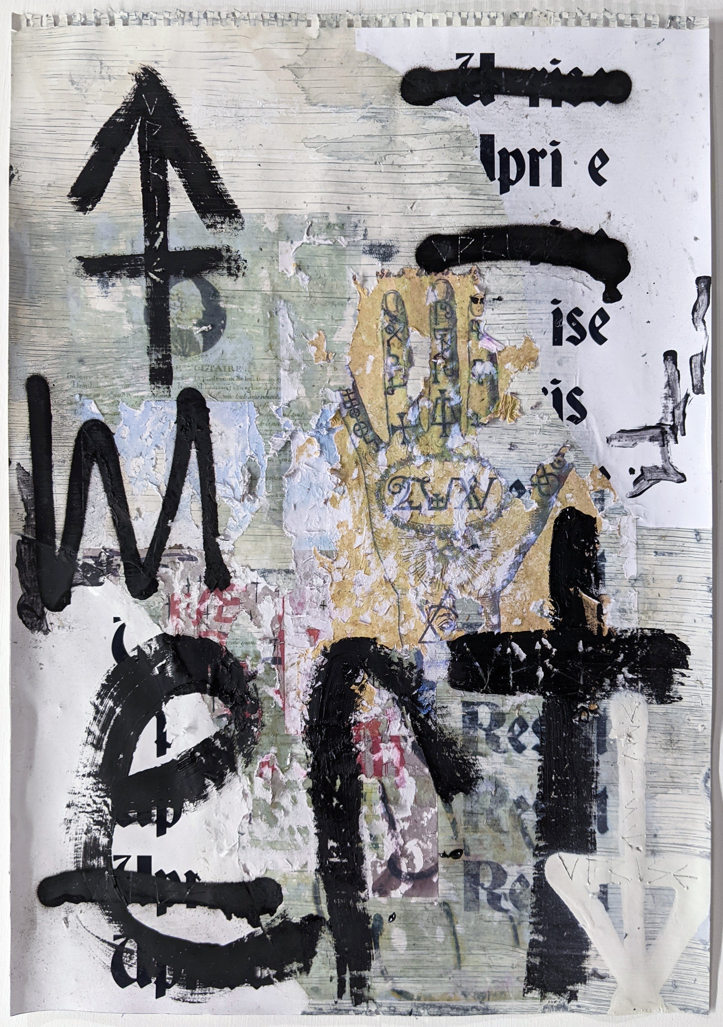 Zavier Ellis 'Liberté XXVI', 2021 Acrylic, emulsion, spray paint, oil bar, collage, transfer on paper 59.4x42cm