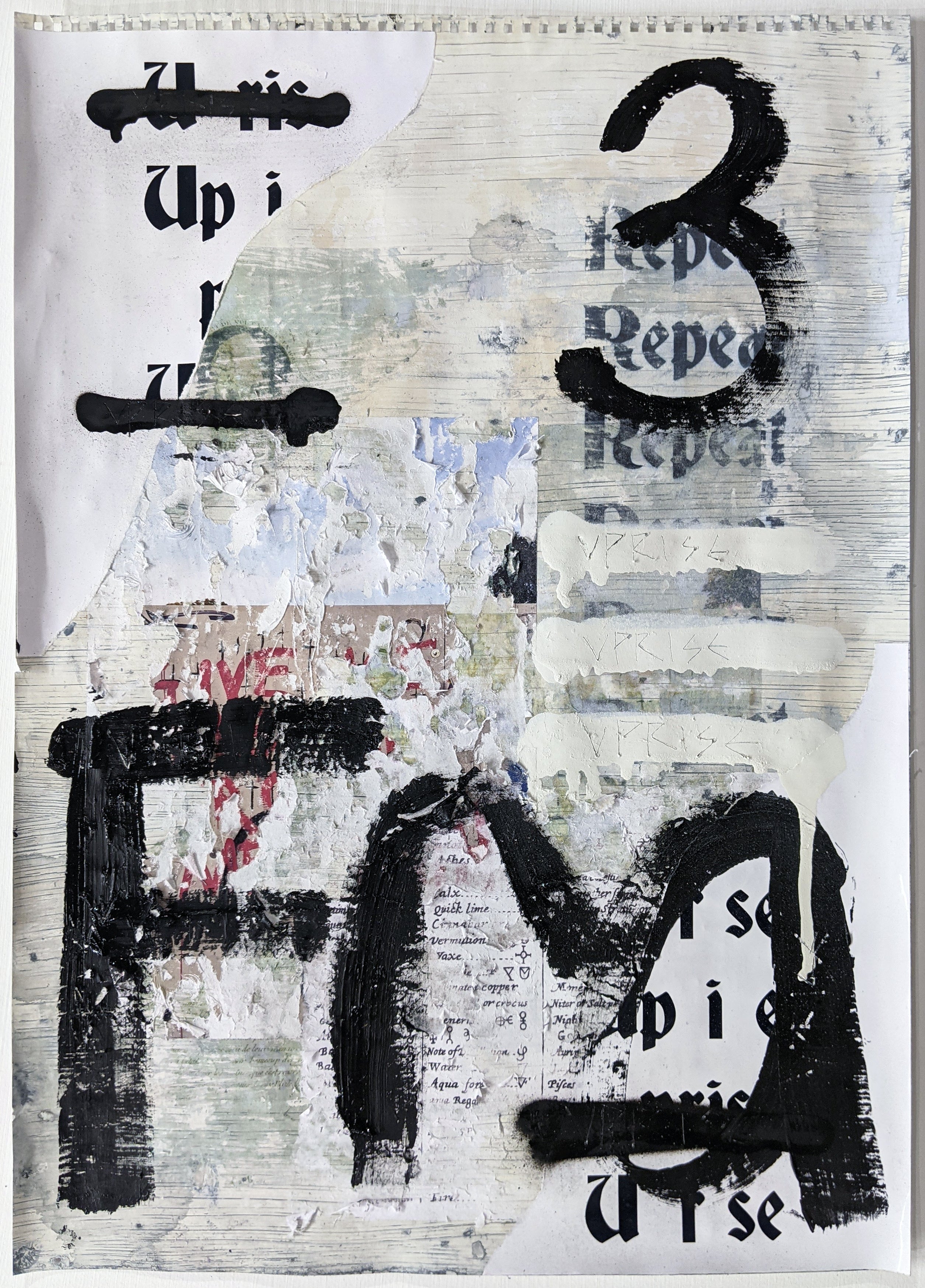 Zavier Ellis 'Liberté XXVII', 2021 Acrylic, emulsion, spray paint, oil bar, collage, transfer on paper 59.4x42cm