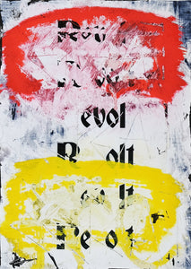 Zavier Ellis 'Revolt (Repeat) I (Freiheit)', 2021 Acrylic, emulsion, spray paint, ink on digital gloss print 29.7x21cm