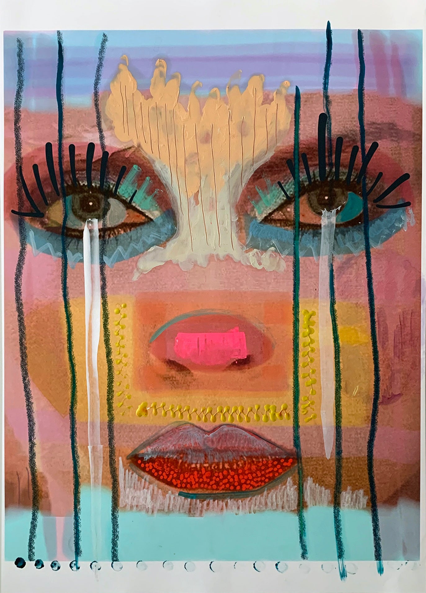 Sarah Jane Hender 'Clown Face', 2021 Oil on digital print 59.4x42cm