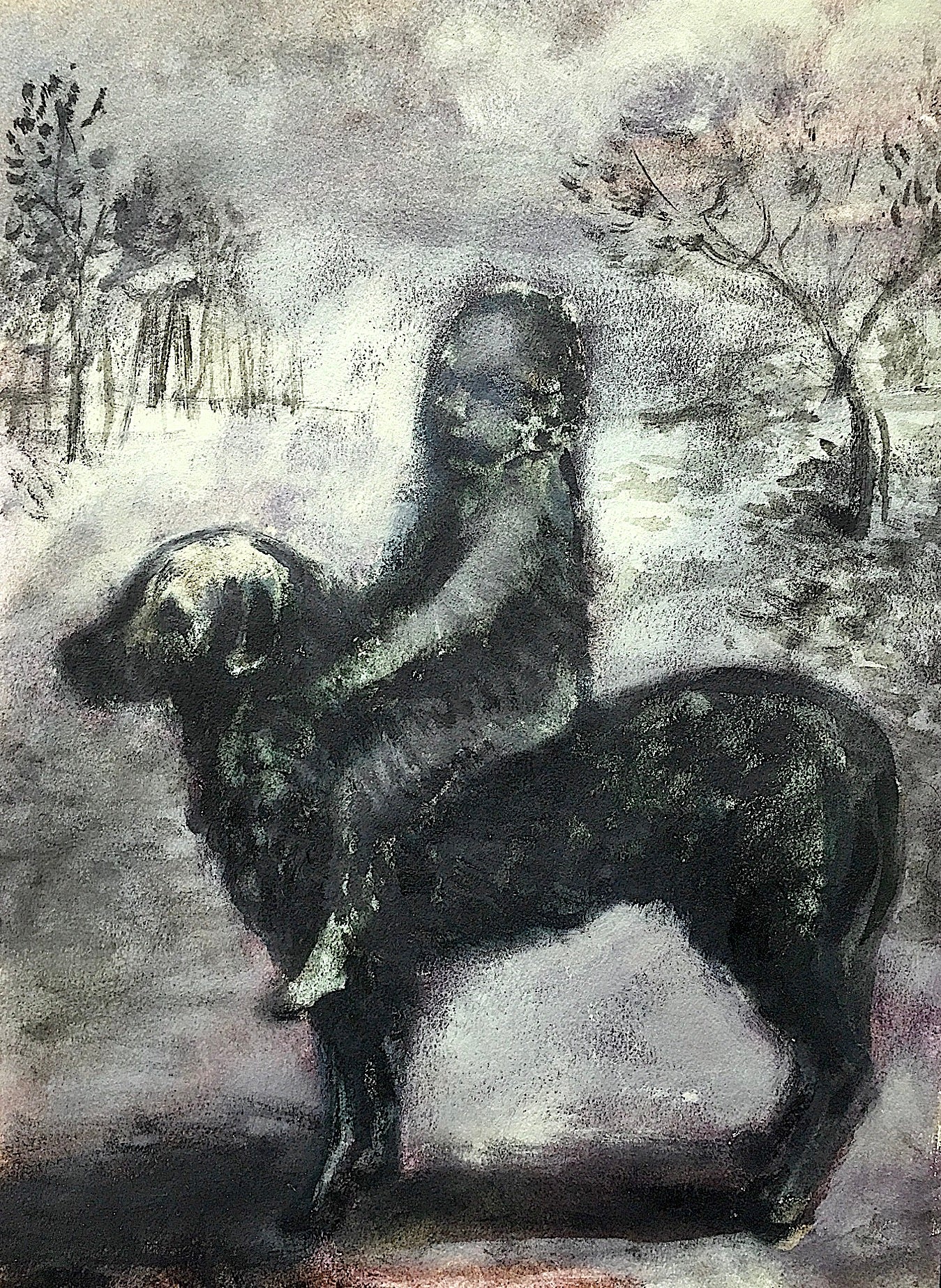 Lisa Ivory 'Black Dog', 2021 Oil in Arches paper 31x23cm