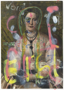Sam Jackson 'Chronicles 327-X', 2021 Spray paint, ink, pencil on paper 59.4x42cm