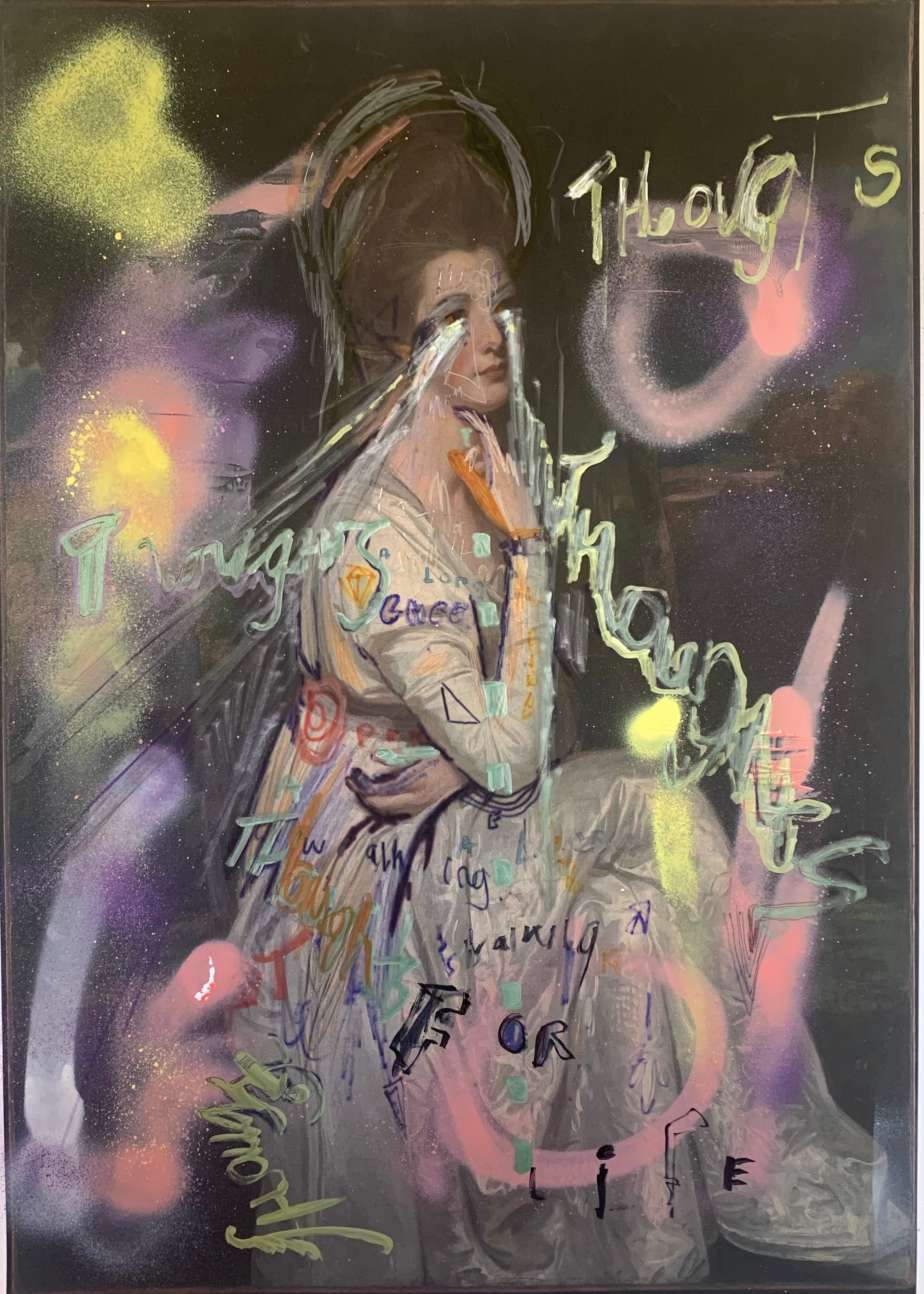 Sam Jackson 'Chronicles 354-X', 2021 Spray paint, ink, pencil on paper 59.4x42cm