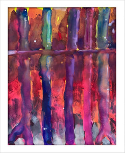 Simon Keenleyside 'Woods (pink & purple)', 2021 Watercolour, spray paint, ink on Fabriano Artistico paper 640gsm 47x38cm