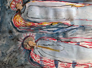 Melissa Kime 'Snow Angels', 2021 Acrylic, oil pastel, gouache, charcoal on paper 21x29.7cm