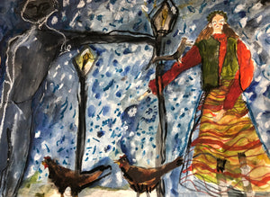 Melissa Kime 'spirit man in the Deptford graveyard', 2022 Acrylic, watercolour, oil pastel, pencil on paper 21x29.7cm