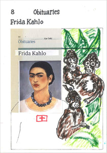 Hugh Mendes 'Frida K', 2021 Acrylic, ink, graphite on original newspaper collage 29.7x21cm