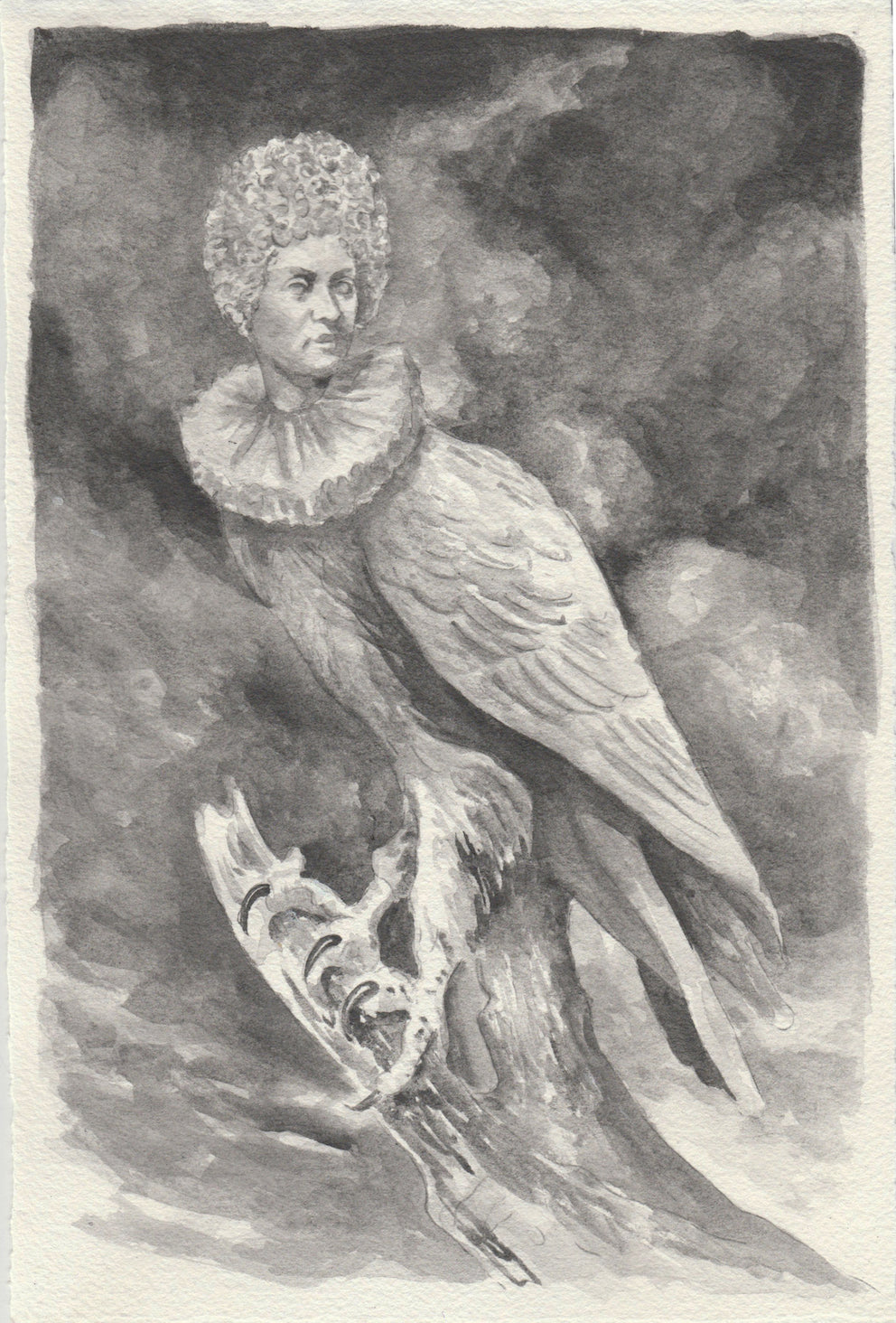 Richard Moon 'Study for Augur Series no. 23', 2021 Water soluble graphite on paper 28.5x19cm