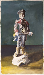 Richard Moon 'The Dandy VIII (colour version)', 2021 Water soluble graphite on paper 29x17cm