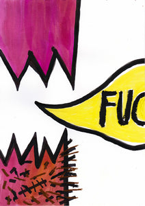 Alex Gene Morrison ‘Fuc’, 2020 Ink, marker pen, oil pastel on paper 29.7x21cm