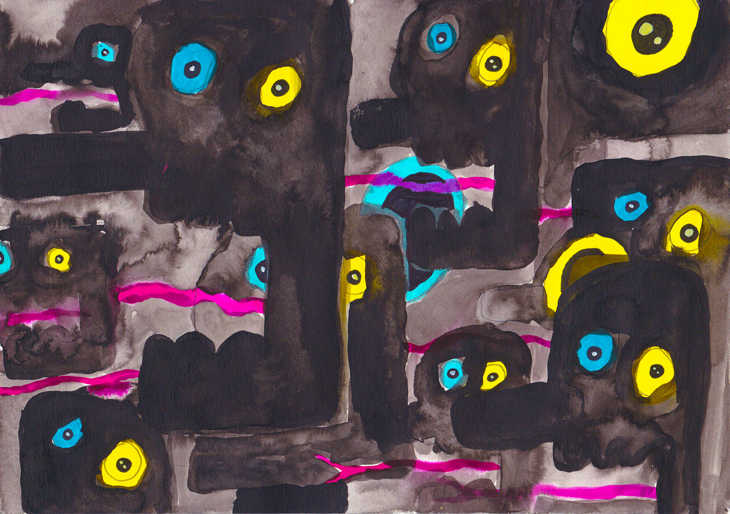 Alex Gene Morrison ‘Legion 1', 2020 Ink, watercolour on paper 21x29.7cm