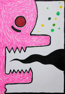 Alex Gene Morrison 'Pink Head Black Ecto', 2016 Felt pen on paper 29.7x21cm