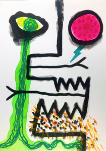 Alex Gene Morrison ‘Zombie Double 6', 2021 Watercolour, ink, marker pen on paper 29.7x21cm