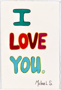 Michael Scoggins 'COVID19/BLM DRAWING #27(I LOVE YOU)', 2021 Graphite & coloured pencil on paper 27.9x17.8cm