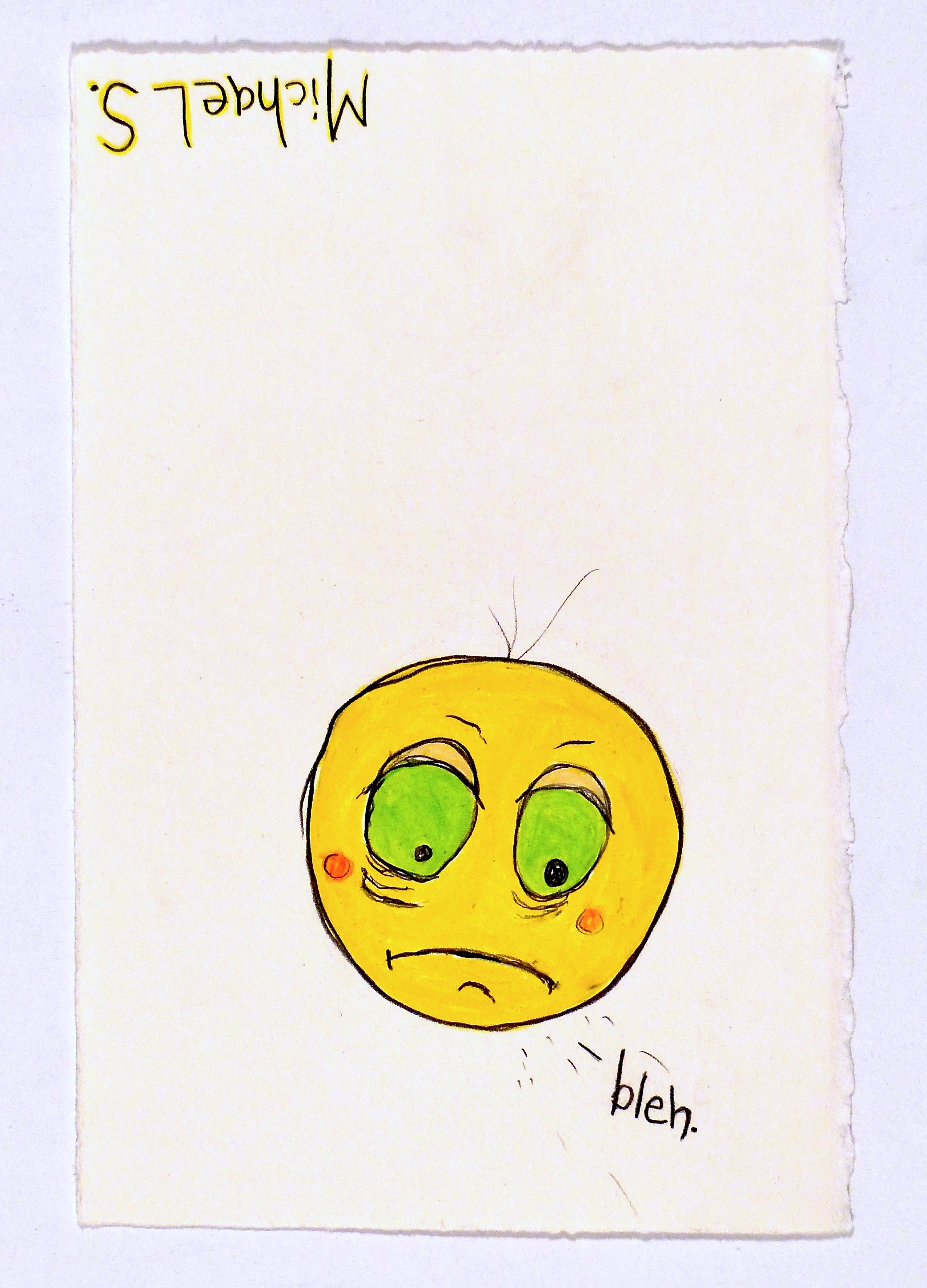 Michael Scoggins 'COVID19/BLM DRAWING #29 (Bleh)', 2021 Graphite and coloured pencil on paper 28x18cm