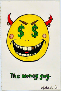 Michael Scoggins 'COVID: BLM DRAWING #24 (The Money Guy)', 2021 Graphite and coloured pencil on paper 27.9x17.8cm