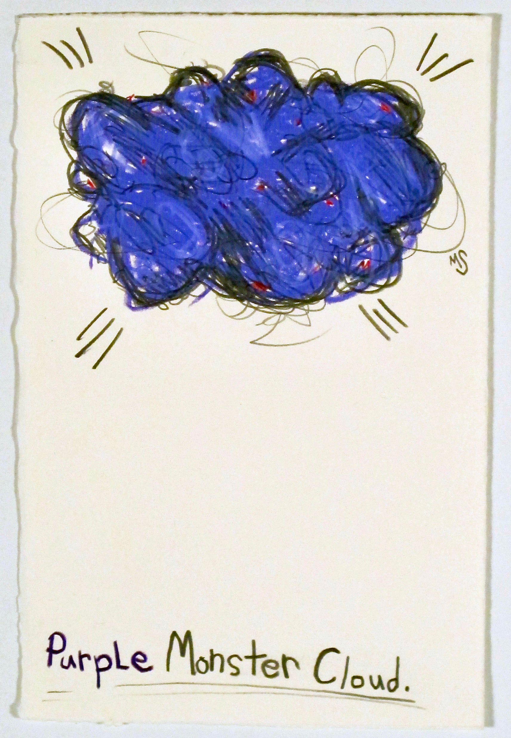 Michael Scoggins 'COVID/BLM DRAWING #35 (Purple Monster Cloud)', 2021 Graphite, coloured pencil on paper 28x18cm