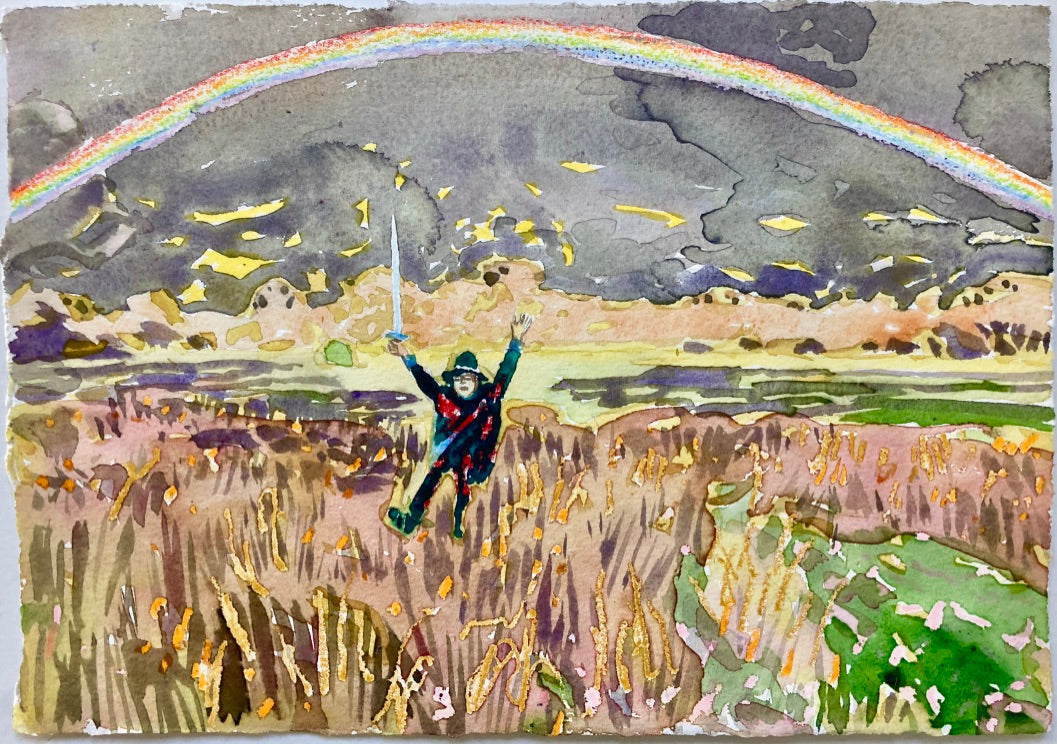 Dominic Shepherd 'Excalibur', 2020 Watercolour, oil pastel, soft pastel on paper 21x30cm