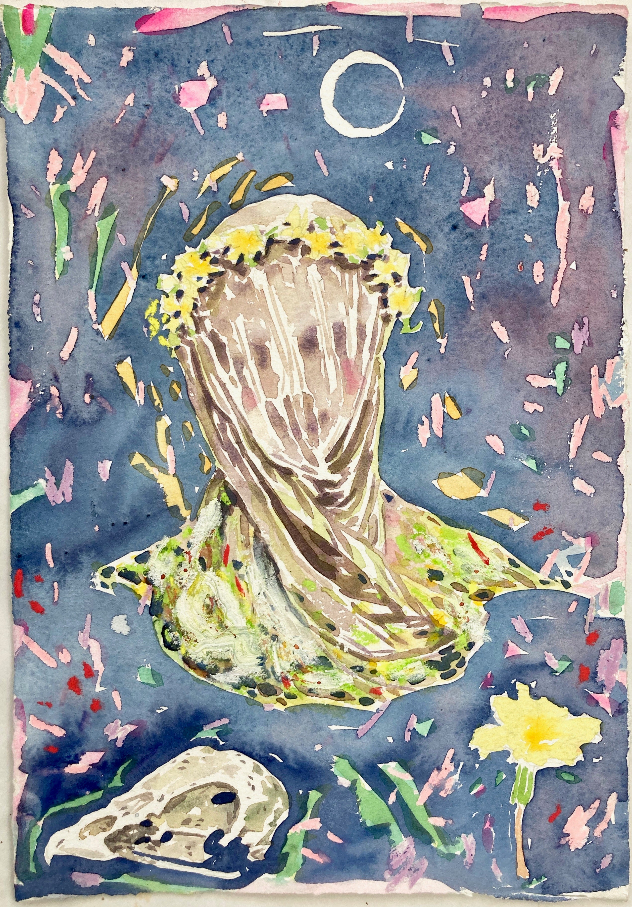 Dominic Shepherd 'Spring Equinox', 2021 Watercolour, oil pastel, oil bar, soft pastel on paper 30x21cm